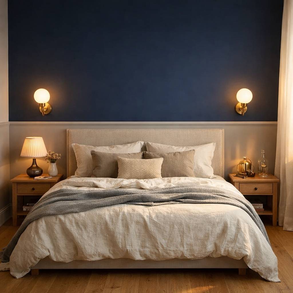 Nos conseils pour décorer une chambre en bleu nuit et gris clair