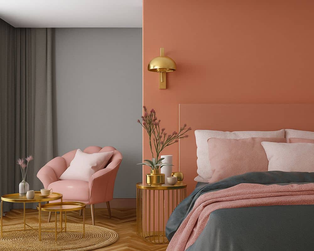Inspiration : optez pour une chambre en terracotta et gris