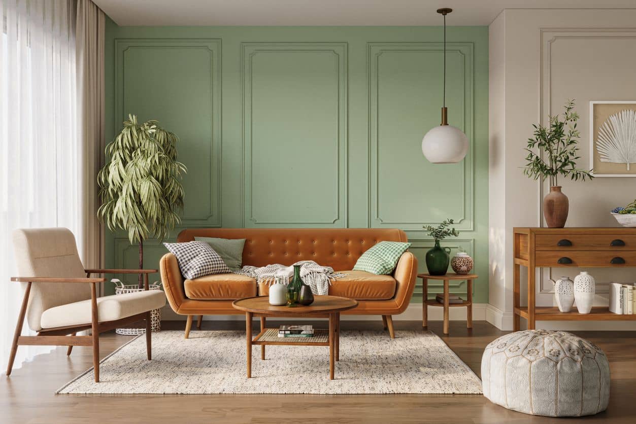 Utilisez la couleur beige et vert d'eau dans votre salon !