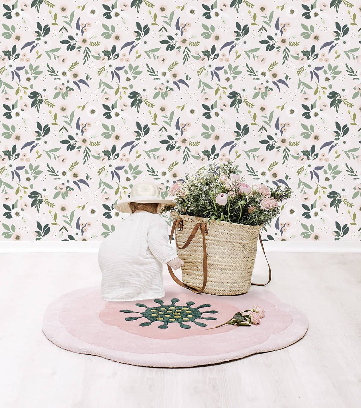 WONDERLAND - Papier peint enfant - Motif fleurs d'anémones