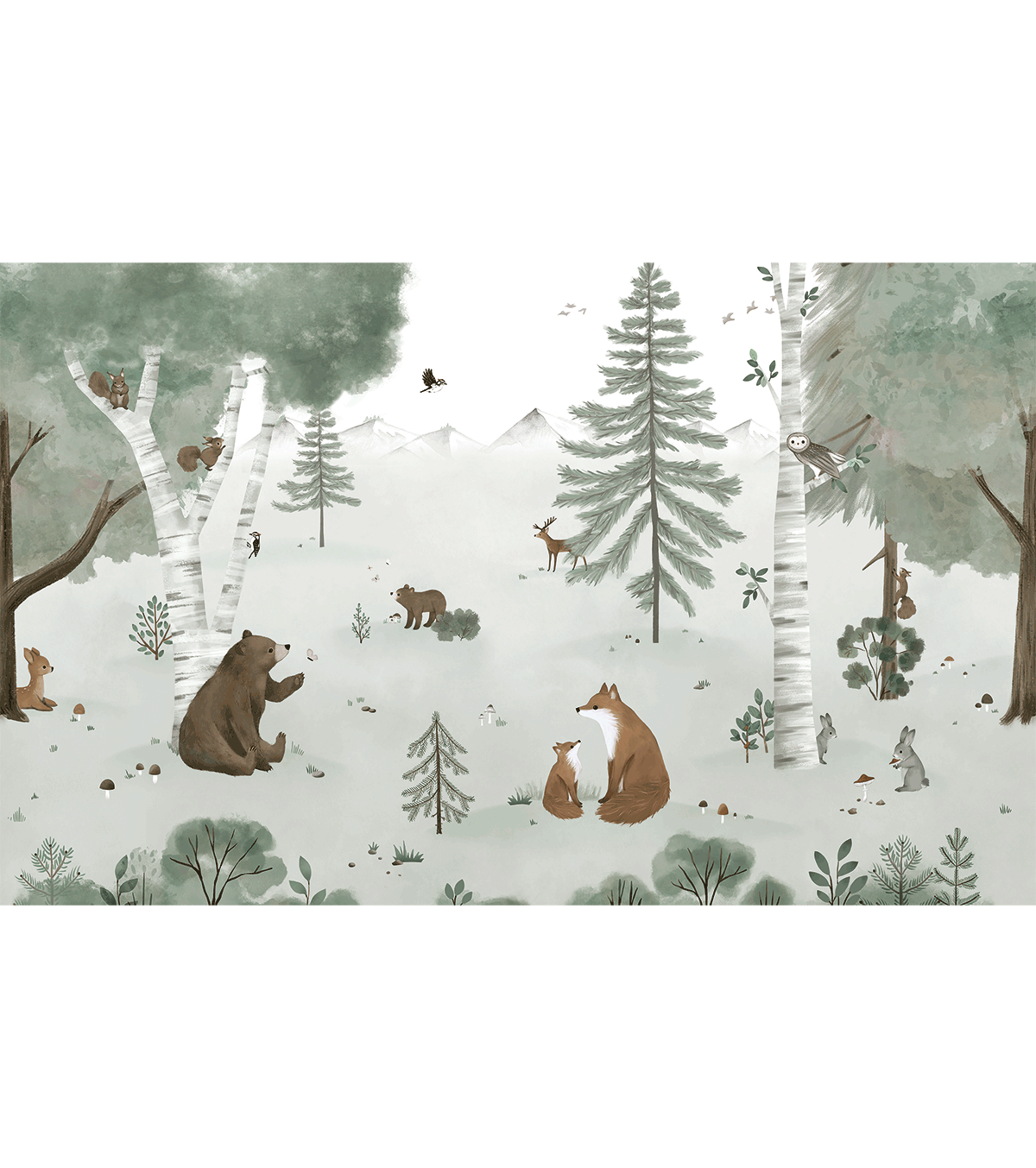 KHARU - Papier peint panoramique - Forêt et animaux