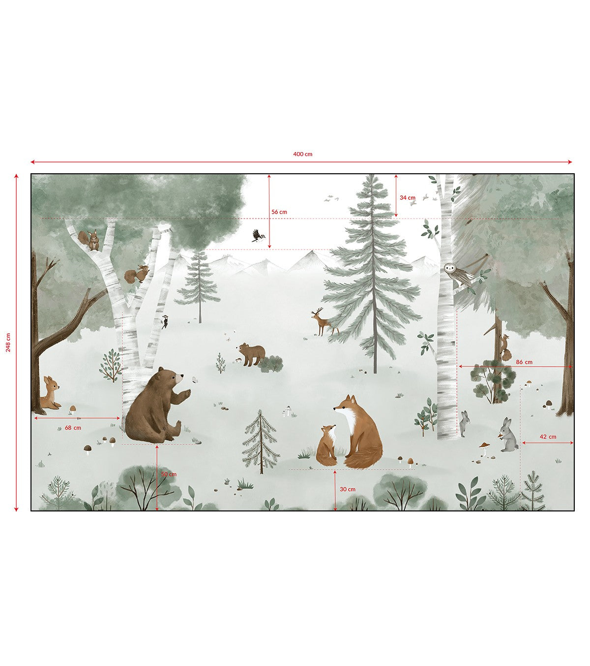 KHARU - Papier peint panoramique - Forêt et animaux