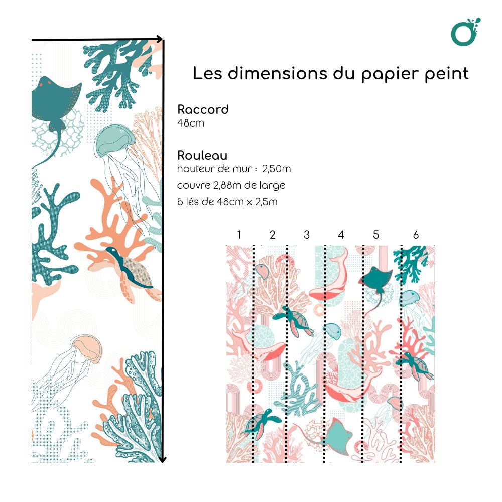 Papier-Peint Algo " Petit Mousse " - Bleu vert coquet
