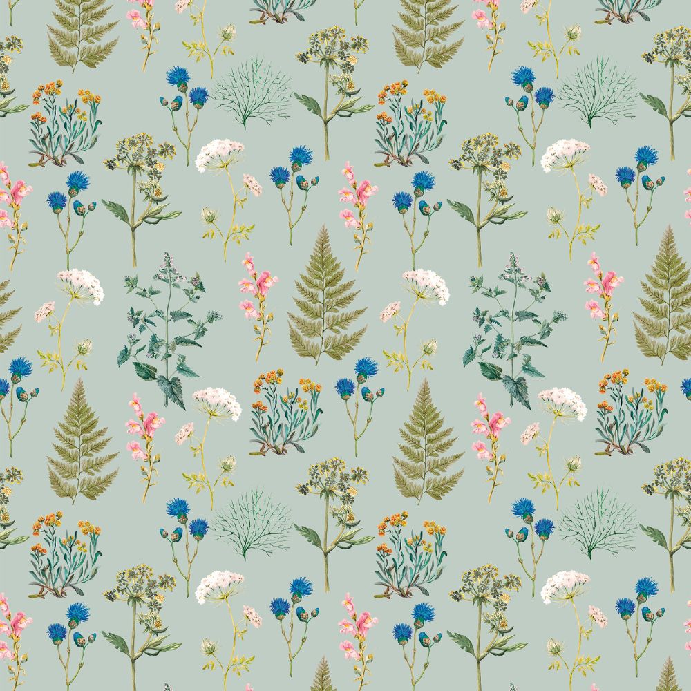 Papier-Peint Algo " Botanique Royale " - 5 lés - vert d'eau apaisant